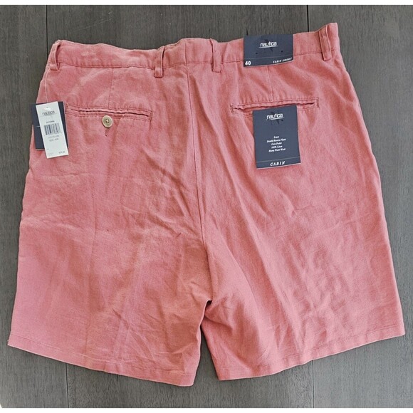 Nautica Men’s Salmon Linen Chino Shorts Coastal Preppy Classic Sailing Size 40 - Picture 2 of 7
